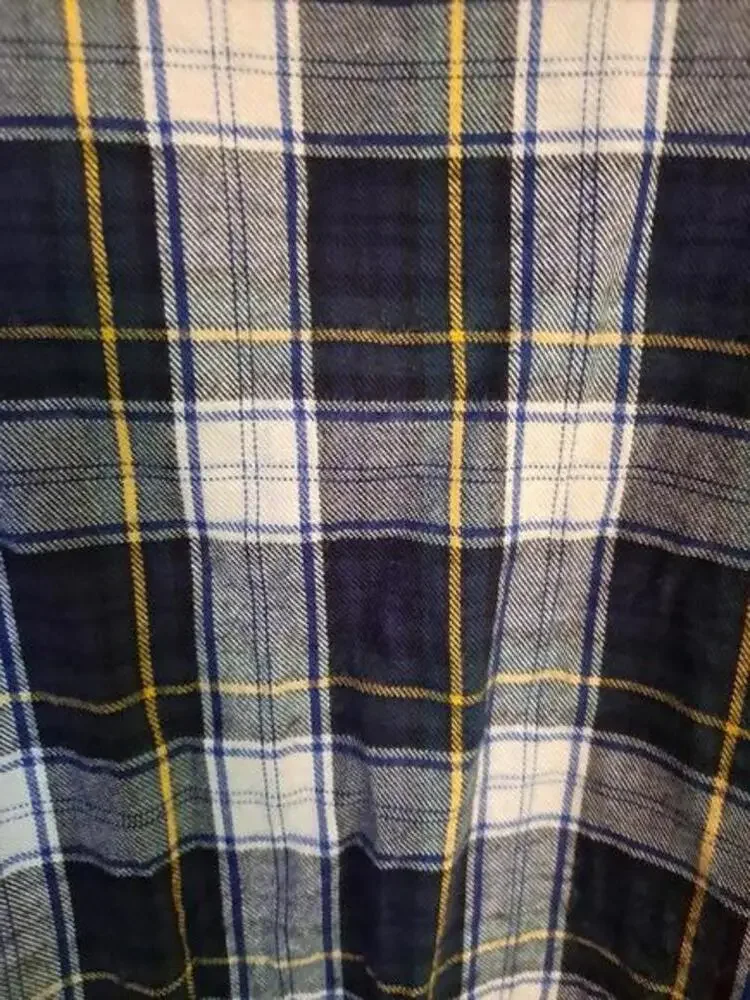 L.L.Bean Flannel PJ Top V Neck Blue,‎ Yellow and White Size Large